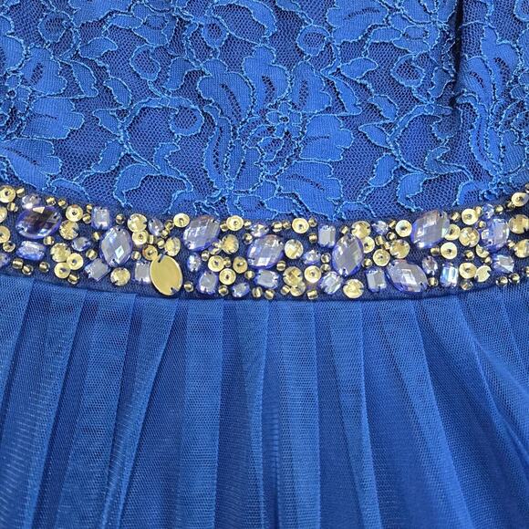 Xtraordinary Sleeveless Blue Fit & Flare Dress Lace and Tulle Sz 3 Skater Fairy - Picture 4 of 10